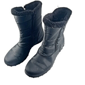 Weatherproof Black Waterproof Winter Boots Faux Fur Lining Women Sz 10